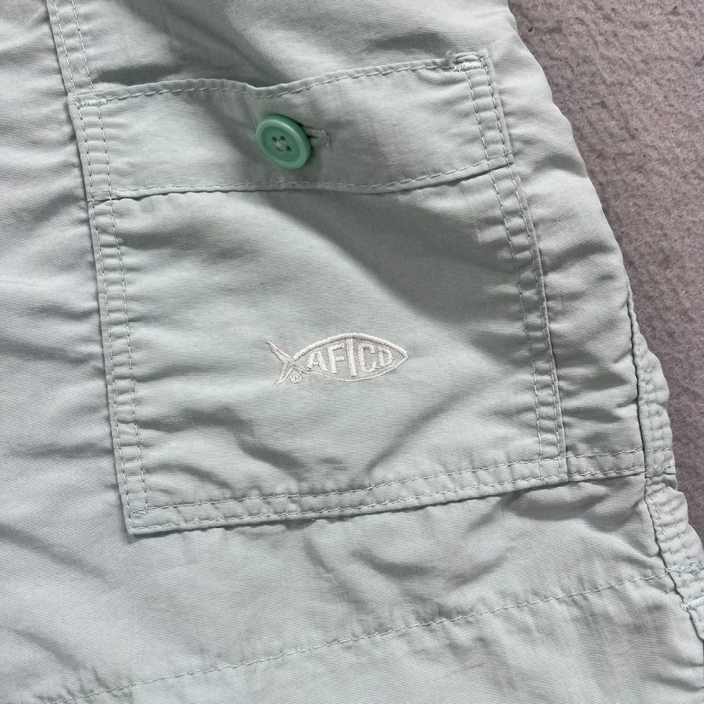 AFTCO M01 Fishing Shorts Boys 26 Mint Green Nylon Utility Cargo Gorpcore Angler